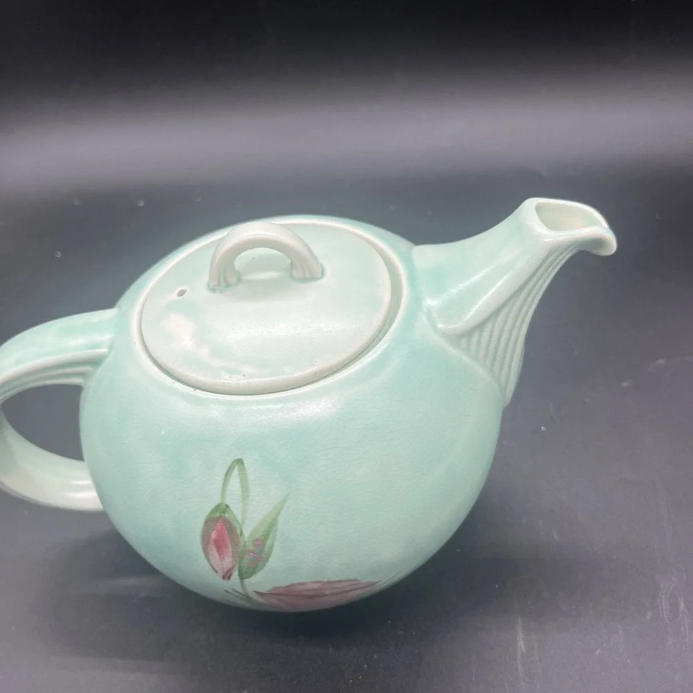 Vintage E Radford Pottery Hand Painted Floral Teapot England Art Deco Shape 340 - Picture 6 of 16